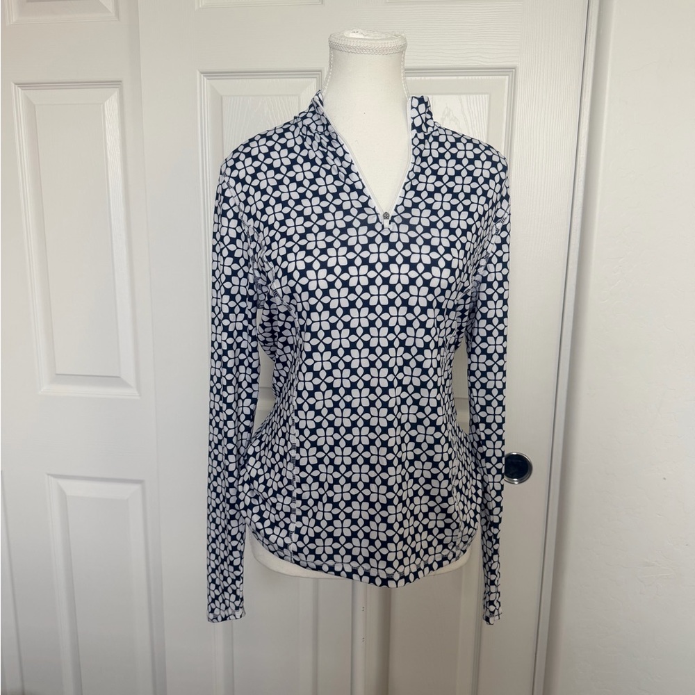 Callaway Women's Golf Navy and White Quarter Zip Pullover - S